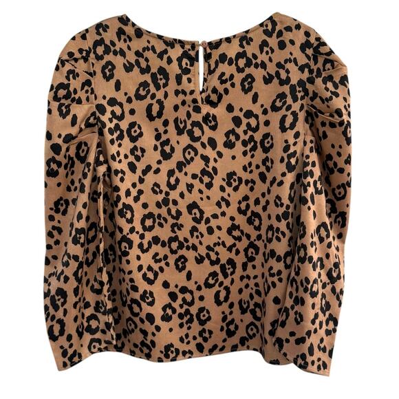 Lucca Leopard Print Satin Blouse Long Sleeve Top Women Sz Small Brown Black NWOT - Picture 2 of 10